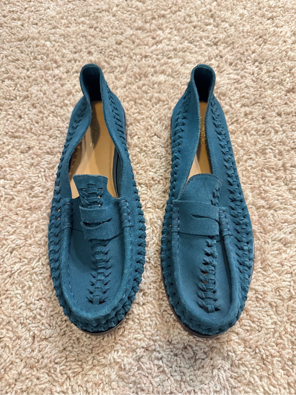 Pilcro Anthropologie Woven Blue Suede Slip On Loafers Size 7.5 - Picture 3 of 7